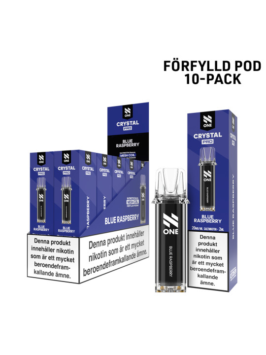 N One Crystal Förfylld Pod-Blue Raspberry-10P