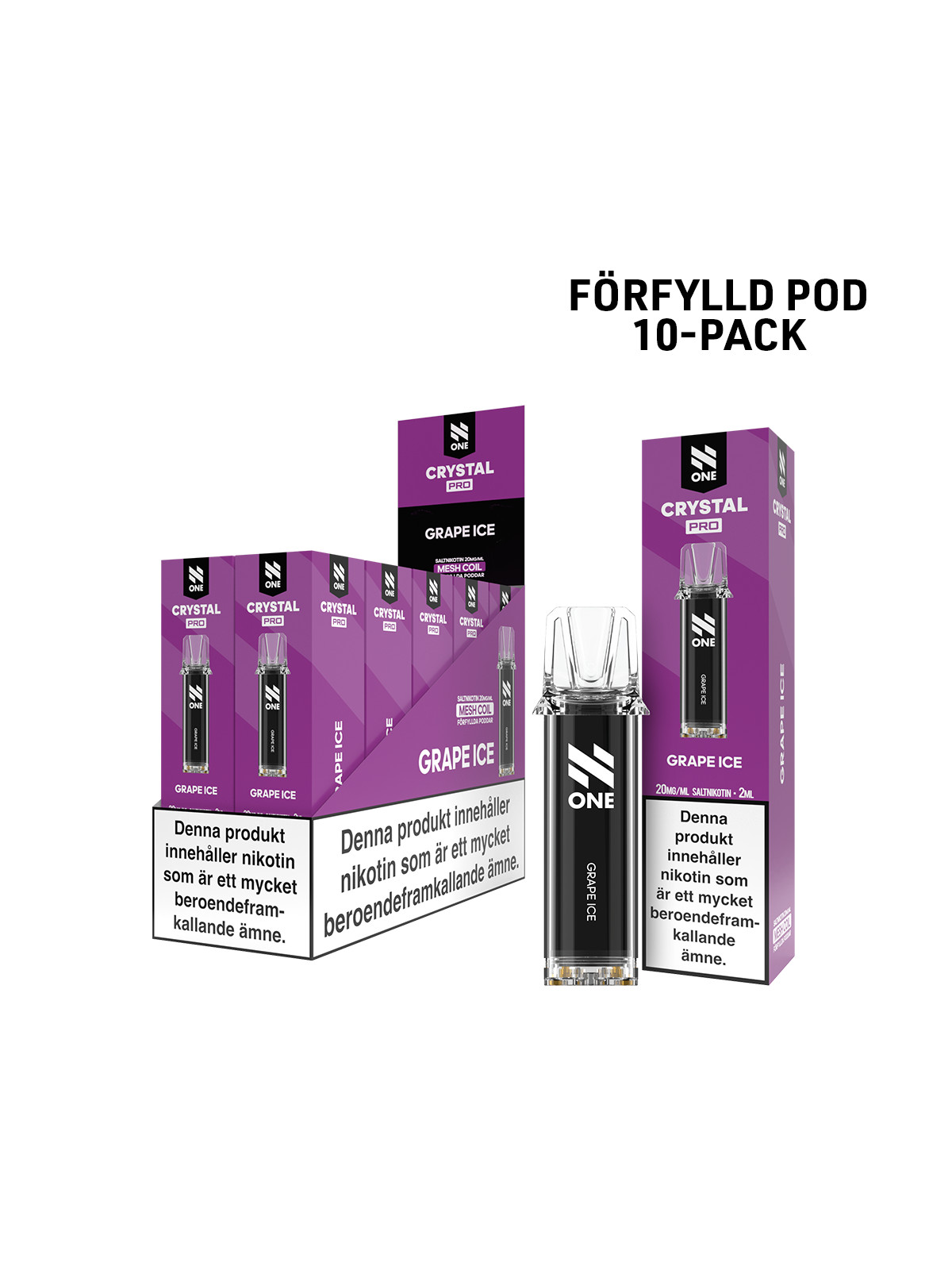 N One Crystal Förfylld Pod-Grape Ice-10P